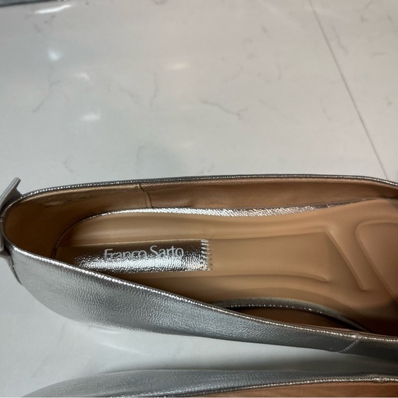 Franco Sarto Ariel Silver Square Toe Ballet Flats 10W - Picture 5 of 10